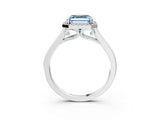 White gold Fancy Blue Asscher Cut Halo Round Diamond Solitaire Ring with Pavé Band and Four-Prong Setting_3