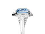 White gold Fancy Blue Asscher Cut Halo Round Diamond Solitaire Ring with Pavé Band and Four-Prong Setting_5