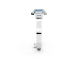 White gold Fancy Blue Asscher Cut Halo Round Diamond Twist Band with Four-Prong Setting_26