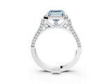 White gold Fancy Blue Asscher Cut Halo Round Diamond Twist Band with Four-Prong Setting_27