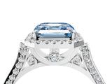 White gold Fancy Blue Asscher Cut Halo Round Diamond Twist Band with Four-Prong Setting_28