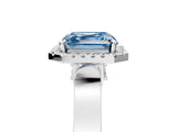 White gold Fancy Blue Asscher Cut Halo Round Diamond Twist Band with Four-Prong Setting_29