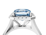 White gold Fancy Blue Asscher  Cut Halo Solitaire Engagement Ring with Square Band and Four-Prong Setting_130