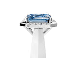 White gold Fancy Blue Asscher  Cut Halo Solitaire Engagement Ring with Square Band and Four-Prong Setting_131