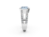 White gold Fancy Blue Asscher  Cut Halo Split Shank Diamond Ring with Four-Prong Setting_2
