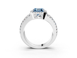 White gold Fancy Blue Asscher  Cut Halo Split Shank Diamond Ring with Four-Prong Setting_3