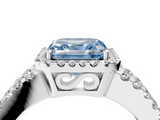 White gold Fancy Blue Asscher  Cut Halo Split Shank Diamond Ring with Four-Prong Setting_4