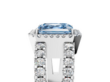 White gold Fancy Blue Asscher  Cut Halo Split Shank Diamond Ring with Four-Prong Setting_5