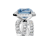 White gold Fancy Blue Asscher  Cut Halo Split Shank Prong Setting Ring_22