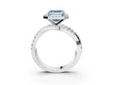 White gold Fancy Blue Asscher  Cut Halo Split Shank Prong Setting Ring_28