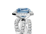 White gold Fancy Blue Asscher  Cut Halo Split Shank Prong Setting Ring_30