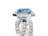White gold Fancy Blue Asscher  Cut Halo Split Shank Prong Setting Ring_42