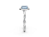 White gold Fancy Blue Asscher Cut Halo Twist Band with Four-Prong Setting_74