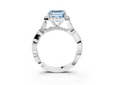 White gold Fancy Blue Asscher Cut Halo Twist Band with Four-Prong Setting_75