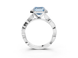 White gold Fancy Blue Asscher  Cut Halo Twisted Band Four-Prong Ring_3