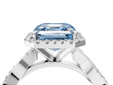 White gold Fancy Blue Asscher  Cut Halo Twisted Band Four-Prong Ring_4