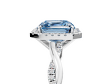 White gold Fancy Blue Asscher  Cut Halo Twisted Band Four-Prong Ring_5