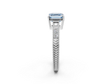 White gold Fancy Blue Asscher  Cut Milgrain Channel Set Engagement Ring with Solitaire Prong Setting_19