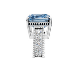 White gold Fancy Blue Asscher  Cut Milgrain Channel Set Engagement Ring with Solitaire Prong Setting_22