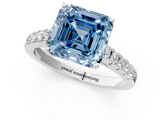 White gold Fancy Blue Asscher  Cut Pavé Band Solitaire Ring with Four-Prong Setting_35