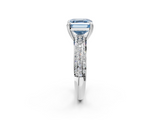 White gold Fancy Blue Asscher  Cut Pave Diamond Engagement Ring with Channel Set Band and Four-Prong Setting_2