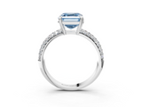 White gold Fancy Blue Asscher  Cut Pave Diamond Engagement Ring with Channel Set Band and Four-Prong Setting_3