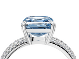 White gold Fancy Blue Asscher  Cut Pave Diamond Engagement Ring with Channel Set Band and Four-Prong Setting_4