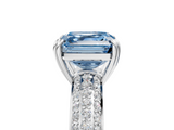 White gold Fancy Blue Asscher  Cut Pave Diamond Engagement Ring with Channel Set Band and Four-Prong Setting_5
