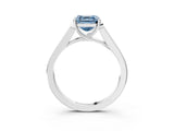 White gold Fancy Blue Asscher Cut Solitaire Cathedral Diamond Engagement Ring with Channel-Set Band and Four-Prong Setting_18