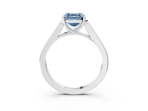 White gold Fancy Blue Asscher Cut Solitaire Cathedral Diamond Engagement Ring with Channel-Set Band and Four-Prong Setting_6
