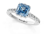 White gold Fancy Blue Asscher Cut Solitaire Diamond Engagement Ring with Pavé Band and Six-Prong Setting_20