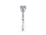 White gold Fancy Blue Asscher Cut Solitaire Diamond Engagement Ring with Pavé Band and Six-Prong Setting_26