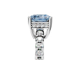 White gold Fancy Blue Asscher Cut Solitaire Diamond Engagement Ring with Pavé Band and Six-Prong Setting_53