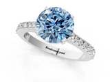 White gold Fancy Blue Asscher  Cut Solitaire Diamond Engagement Ring with Pave Band and Four-Prong Setting_1