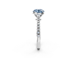 White gold Fancy Blue Asscher  Cut Solitaire Diamond Engagement Ring with Pave Band and Four-Prong Setting_2