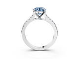 White gold Fancy Blue Asscher  Cut Solitaire Diamond Engagement Ring with Pave Band and Four-Prong Setting_3