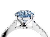 White gold Fancy Blue Asscher  Cut Solitaire Diamond Engagement Ring with Pave Band and Four-Prong Setting_4