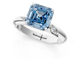 White gold Fancy Blue Asscher Cut Solitaire Diamond Engagement Ring with Twisted Pave Band and Four-Prong Setting_20