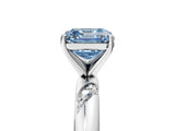 White gold Fancy Blue Asscher Cut Solitaire Diamond Engagement Ring with Twisted Pave Band and Four-Prong Setting_24