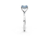 White gold Fancy Blue Asscher Cut Solitaire Diamond Ring with Prong Setting and Plain Band_14