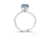 White gold Fancy Blue Asscher Cut Solitaire Diamond Ring with Prong Setting and Plain Band_15