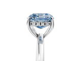 White gold Fancy Blue Asscher Cut Solitaire Diamond Ring with Prong Setting and Plain Band_17