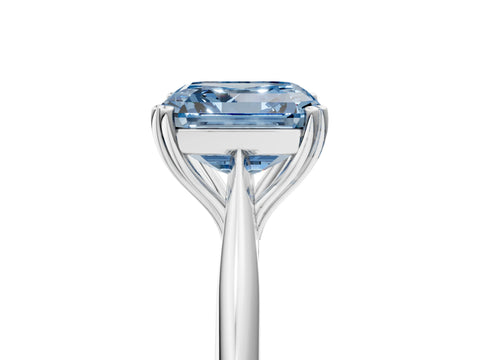 White gold Fancy Blue Asscher Cut Solitaire Diamond Ring with Six-Prong Setting and Classic Band_5