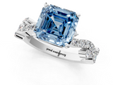 White gold Fancy Blue Asscher  Cut Solitaire Diamond Twisted Band with Pave Setting_18