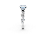 White gold Fancy Blue Asscher  Cut Solitaire Diamond Twisted Band with Pave Setting_19