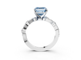 White gold Fancy Blue Asscher  Cut Solitaire Diamond Twisted Band with Pave Setting_20