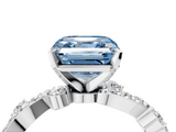 White gold Fancy Blue Asscher  Cut Solitaire Diamond Twisted Band with Pave Setting_21
