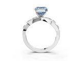 White gold Fancy Blue Asscher  Cut Solitaire Diamond with Side Stones on Criss-Cross Band and Four-Prong Setting_20