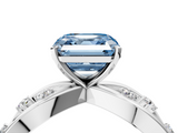 White gold Fancy Blue Asscher  Cut Solitaire Diamond with Side Stones on Criss-Cross Band and Four-Prong Setting_21