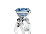 White gold Fancy Blue Asscher  Cut Solitaire Diamond with Side Stones on Criss-Cross Band and Four-Prong Setting_22